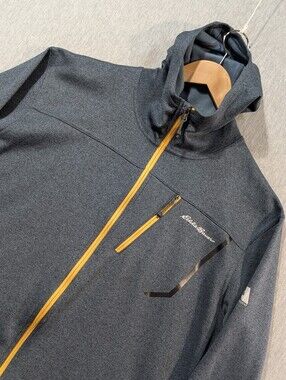 Eddie Bauer First Ascent Hoodie Men's XL Blue Gold Full Zip
